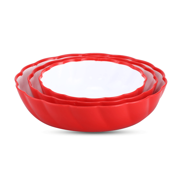 Bakul Bowl 3 Pcs Set - White & Red