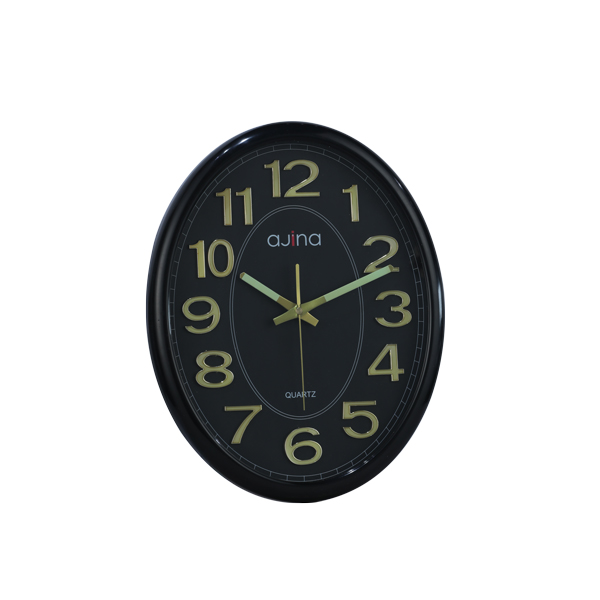 Tune Oval Wall Clock With Digit - Black